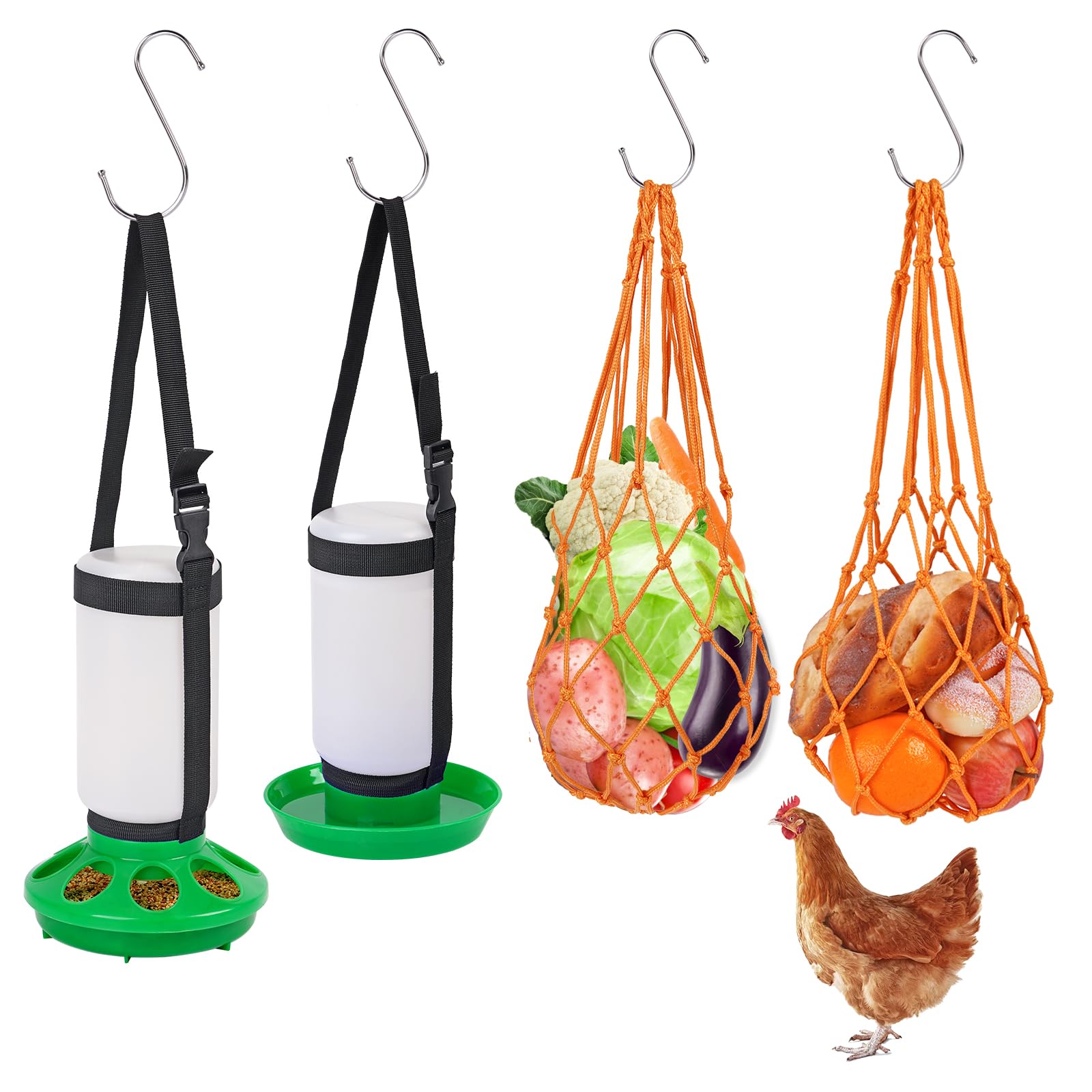 1 juego de correas colgantes para pollos para comedero de pollos, criadora de pollos, jaula de gallinas, pato (verde)