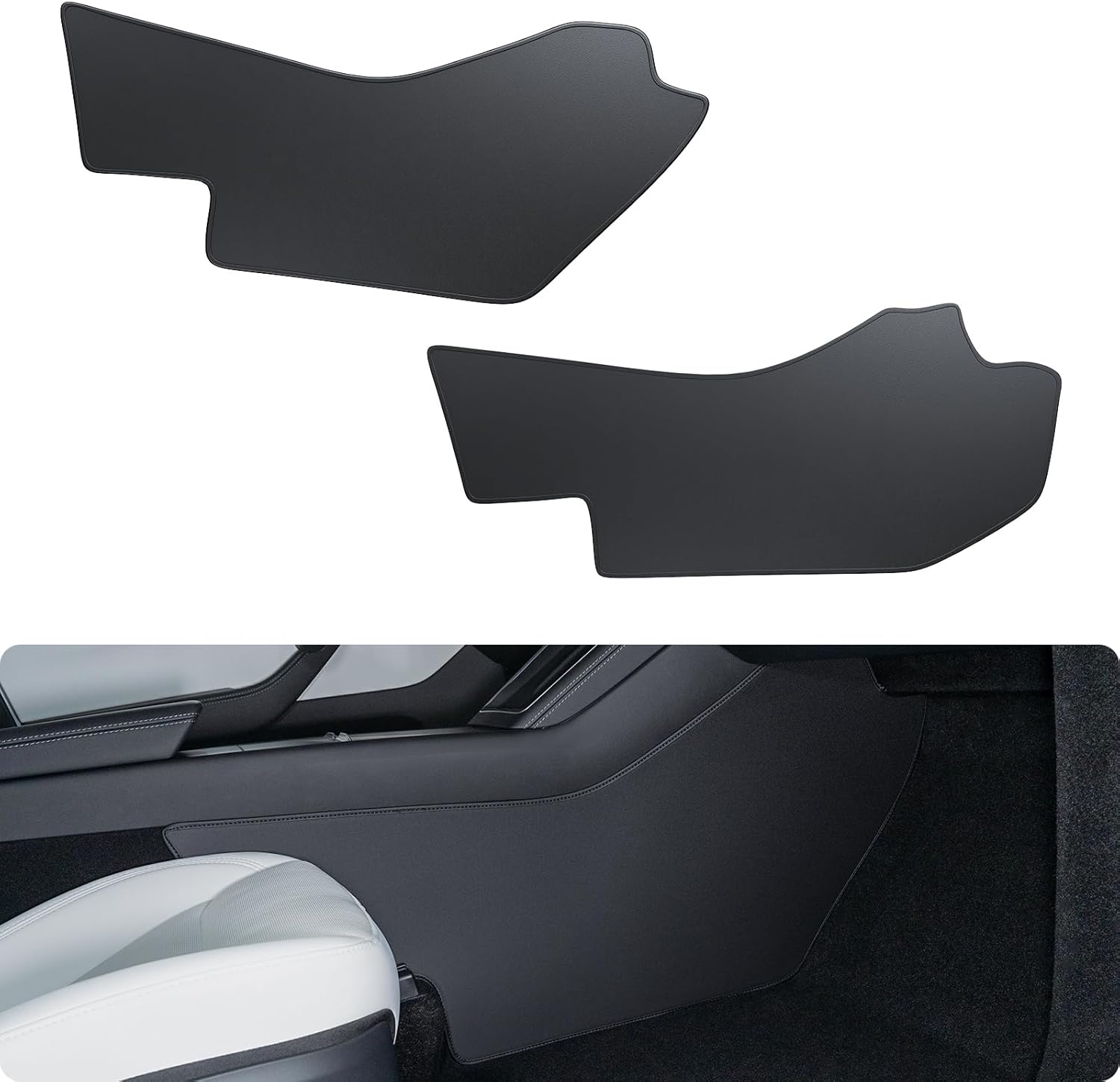 BASENOR 2025 2026 Tesla Model Y Center Console Side Anti-Kick Mats, Waterproof & Dust Resistant Protector Cover Front Seat Side Leather Pad for Model Y Refresh Juniper Interior Accessories 2PCS 2025 2026 Model Y Juniper