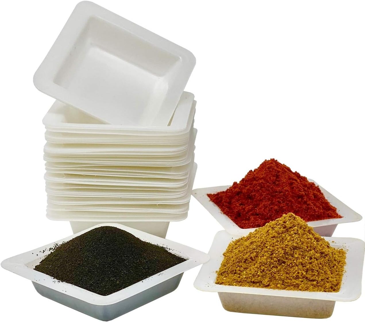 BiochromCorp Plastic Square Weigh Boats Small Dish 3 x 3 cm, (Pack x 100)