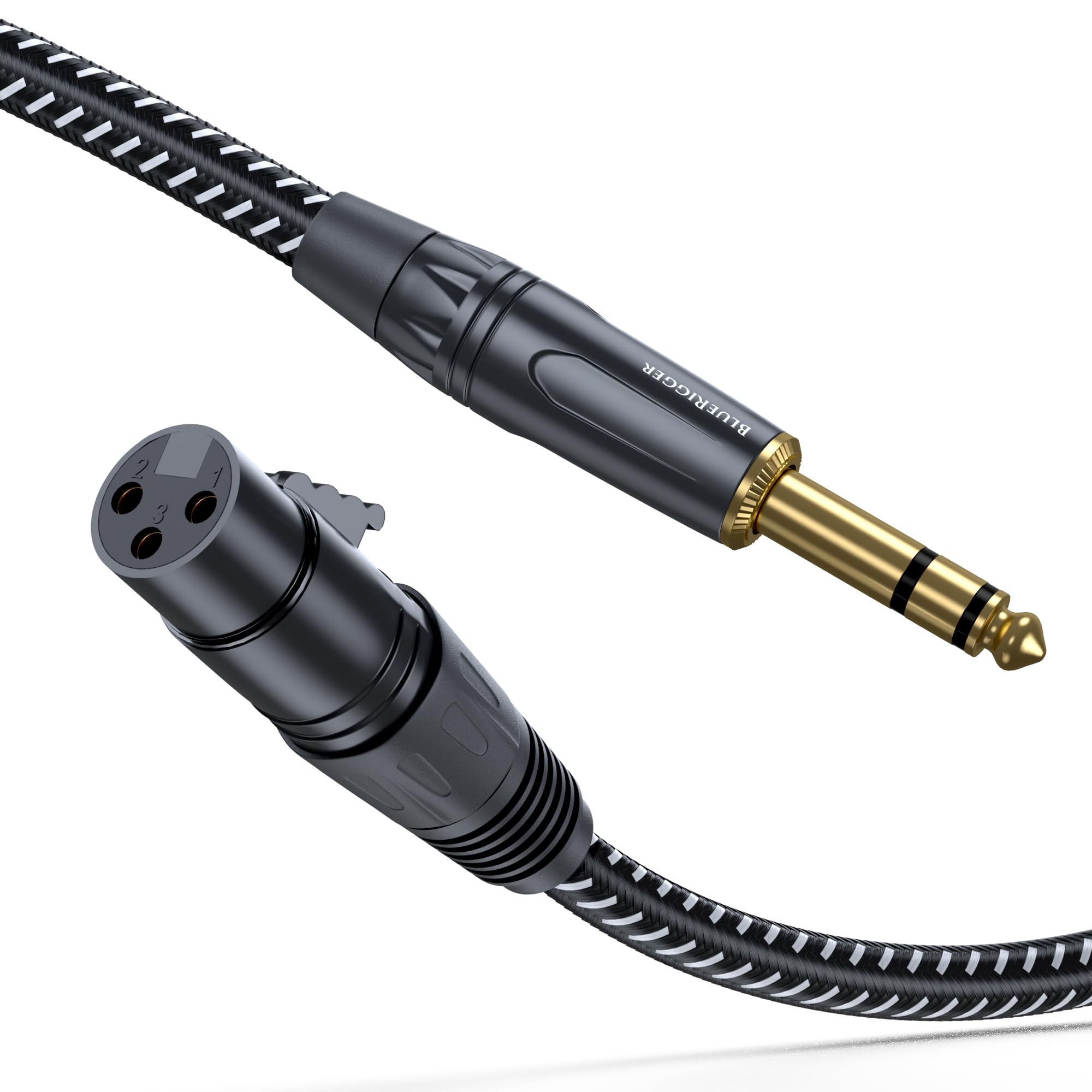 BlueRigger Premium XLR Pro Female to 6.5mm 1/4 TRS Cable (16.4 Feet/5 Meters) Noise Free and Long-Lasting XLR to 1/4 Cable, XLR to TRS Interconnect Cable for Microphone, AMP, Mixer, Studio Monitor
