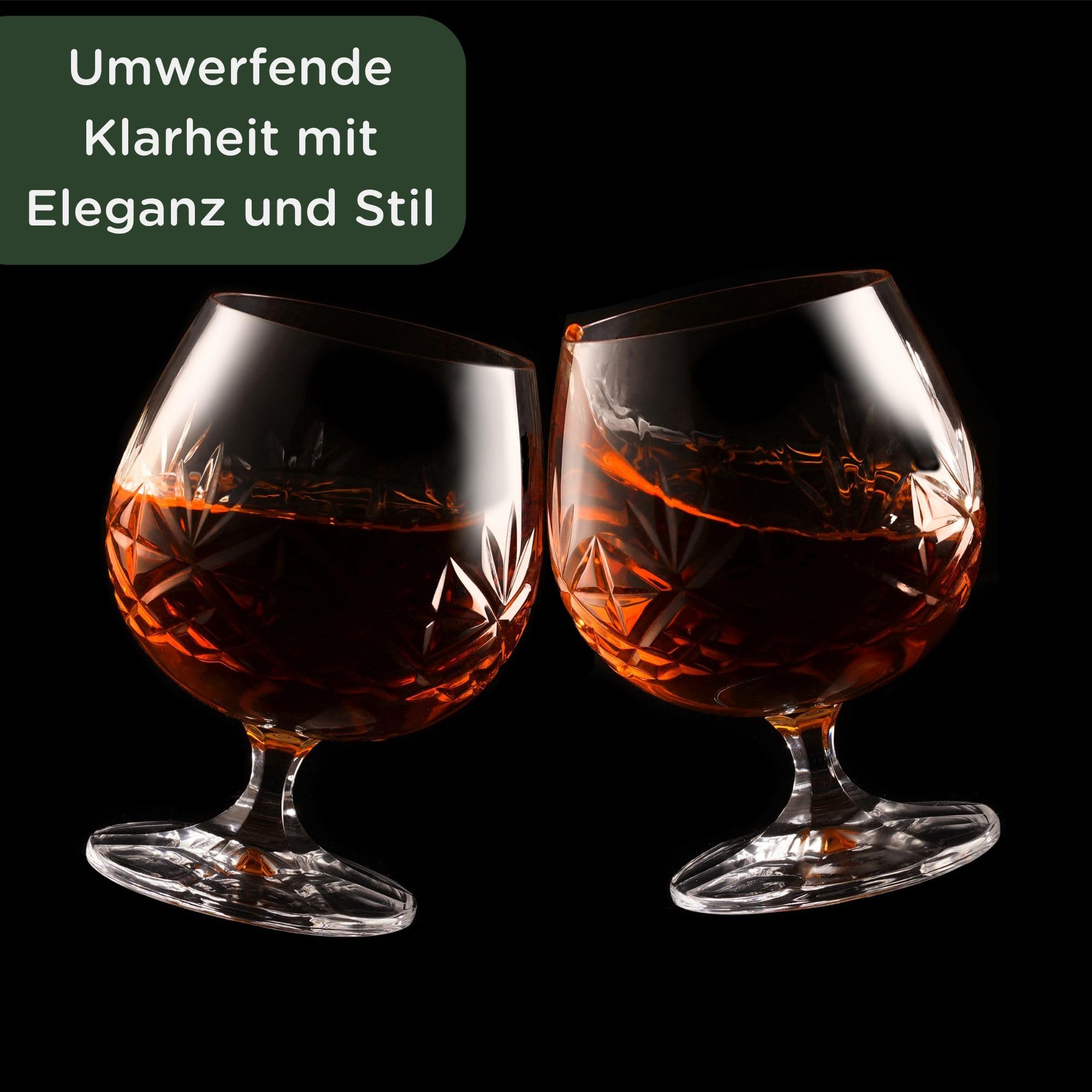 Cognacgläser 2er Set 250ml Bleifreies Kristall Brandy Schwenker handgeschliffen mit Geschenkbox für Cognac Whisky - Glenrigg