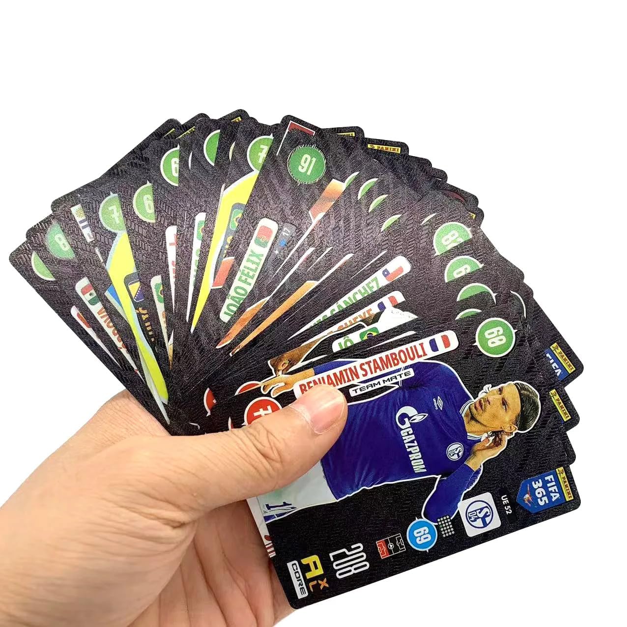 Bestie Toys Football Cards - 55 Non-Repeated Soccer Star Collection, Black Foil Trading Cards, Sports Souvenirs for Kids & Adults, Soccer Fans 1