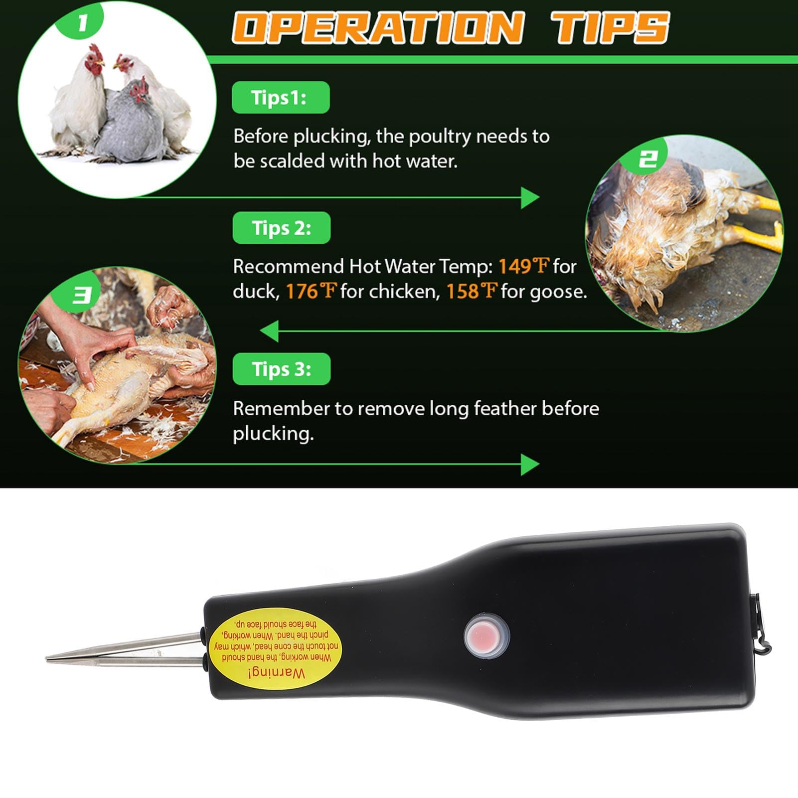 Fabater Spennatrice di pollo, Elettrico Palmare Pollo Plucker, Macchina Spegnatrice per Pollame Anatra Oca, Rimozione professionale del pollame Plucker, Spennatura dei capelli corti