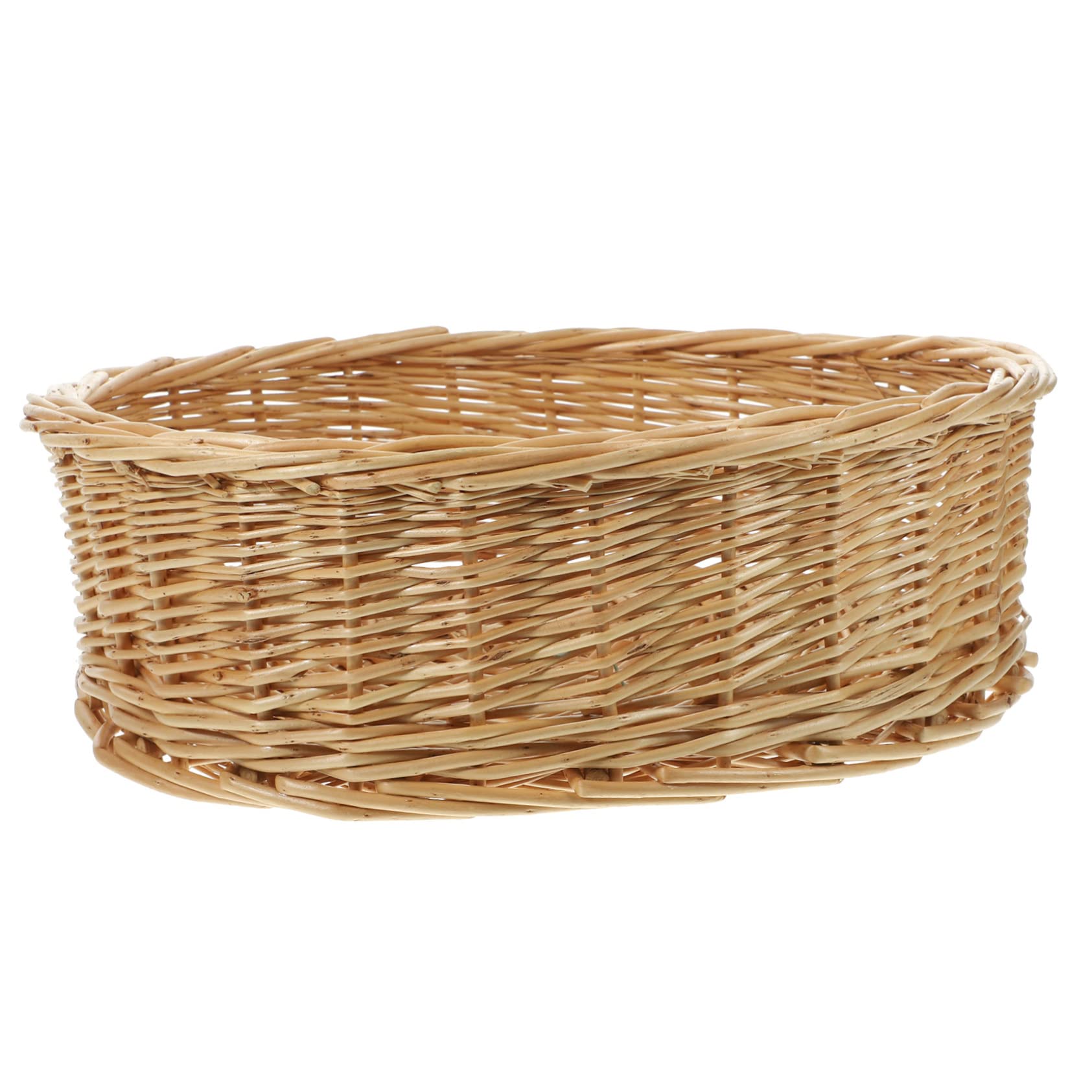 Garneck Wicker Storage Basket Round Wicker Bowl Woven Food Basket Kitchen Basket Sundries Storage Basket Countertop Basket Farmhouse Basket Food Display Basket Home Storage Basket Straw