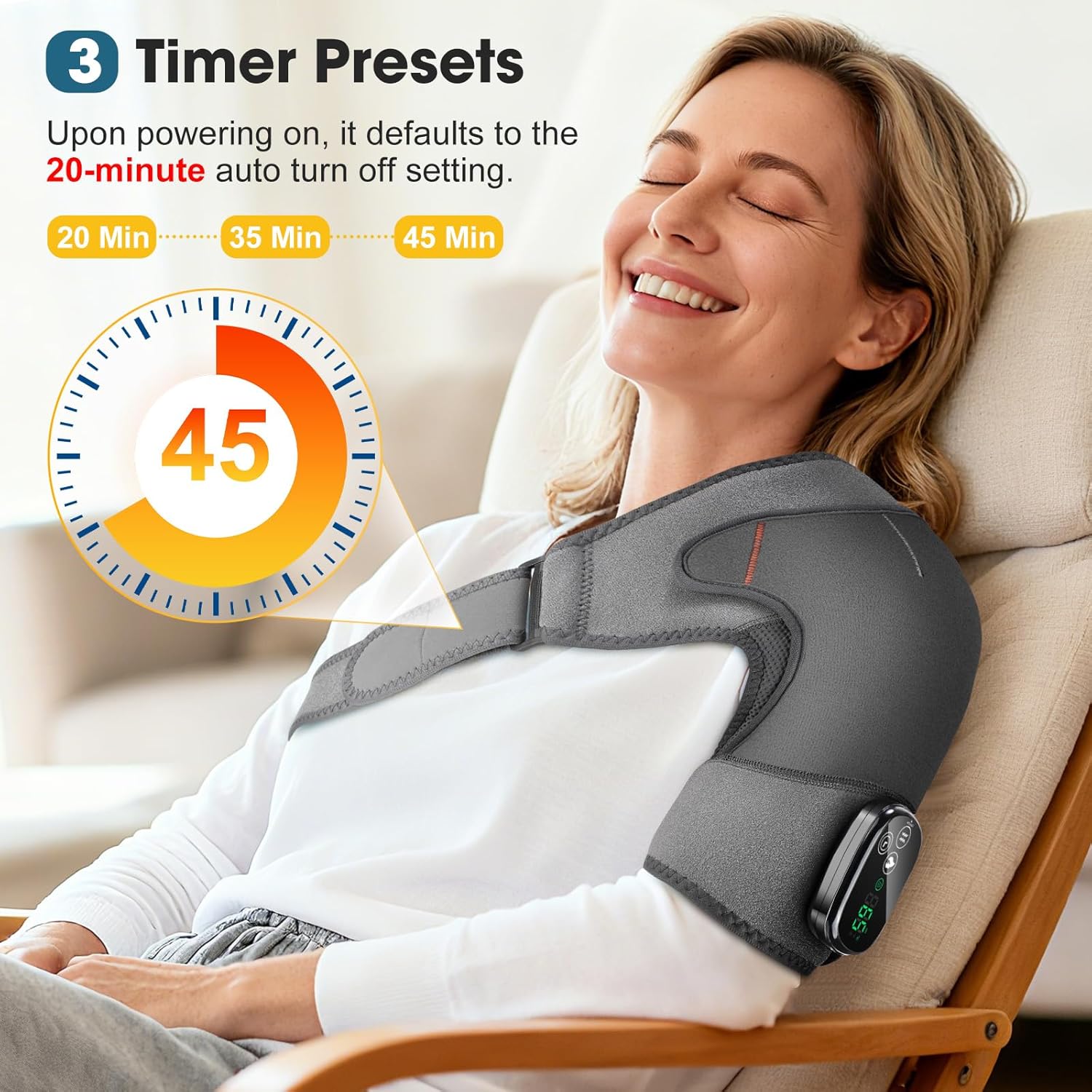 Upgraded Shoulder Heating Pad, Heated Shoulder Brace with 5 Heat Levels and 5 Vibration Modes for Men and Women Rotator Cuff, Arthritis and Frozen Shoulder Pain Relief