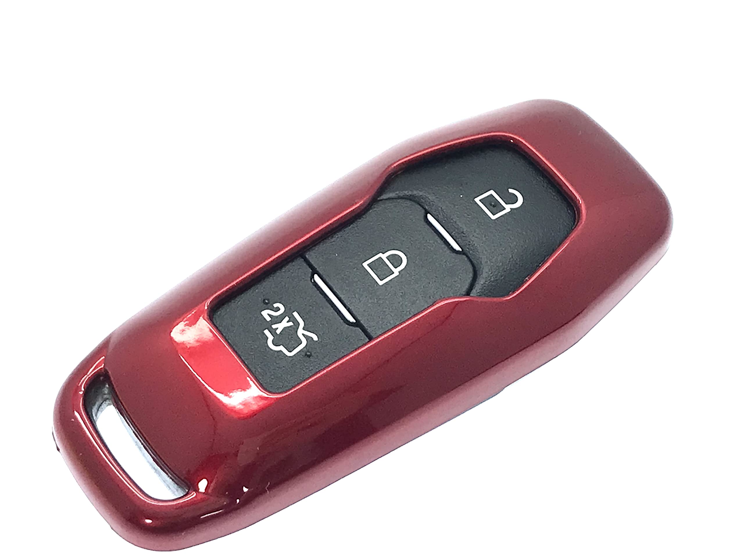 Nordecco Glossy Key Case Protective Cover Compatible With Ford Mustang MONDEO 3 Button KeyLess (Red)
