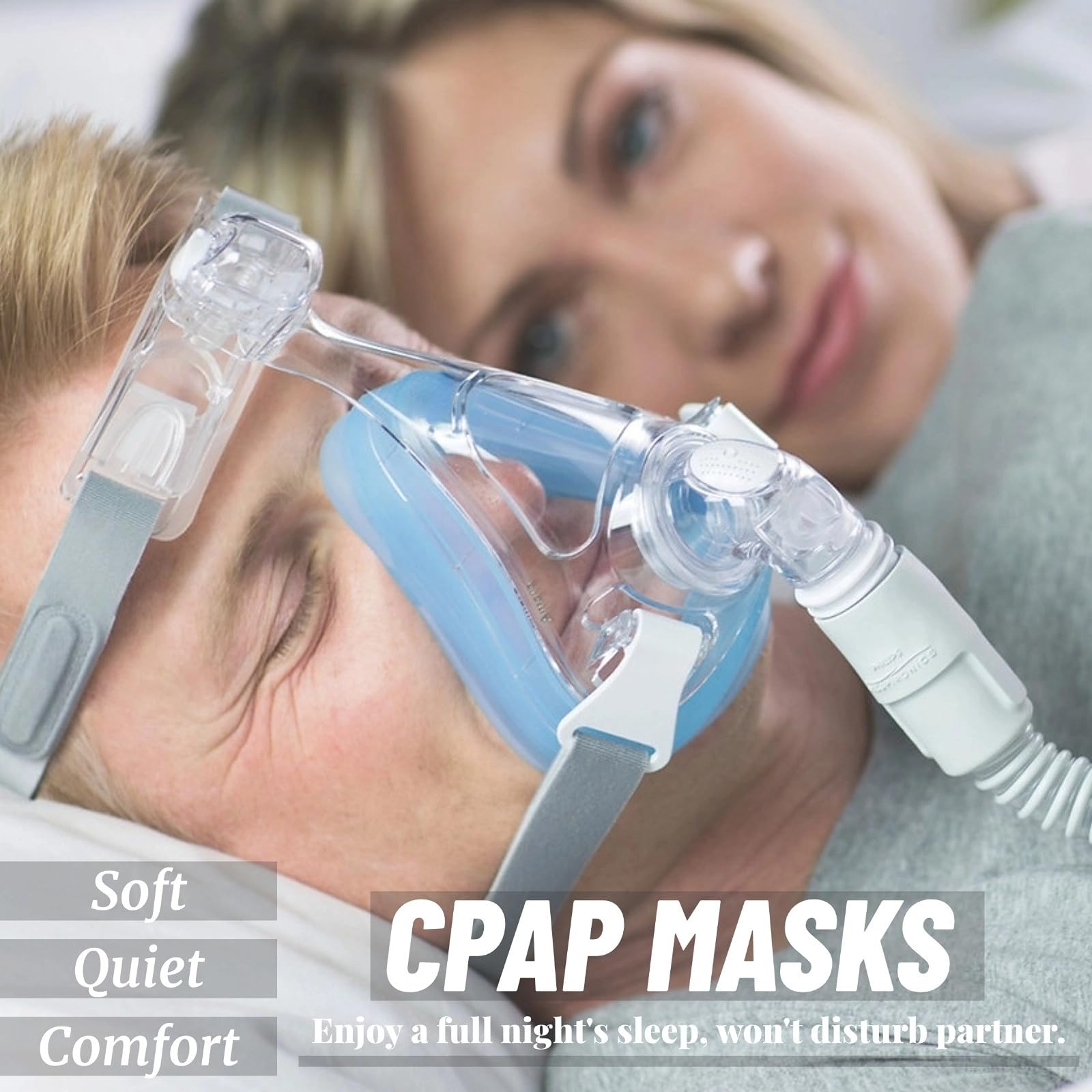 Full Face CPAP Mask, TMS Comfort Series Nasal CPAP MASK, CPAP Masks Full Set with Headstrap, Frame, Elbow and Cushion, Strong Sealing Performance