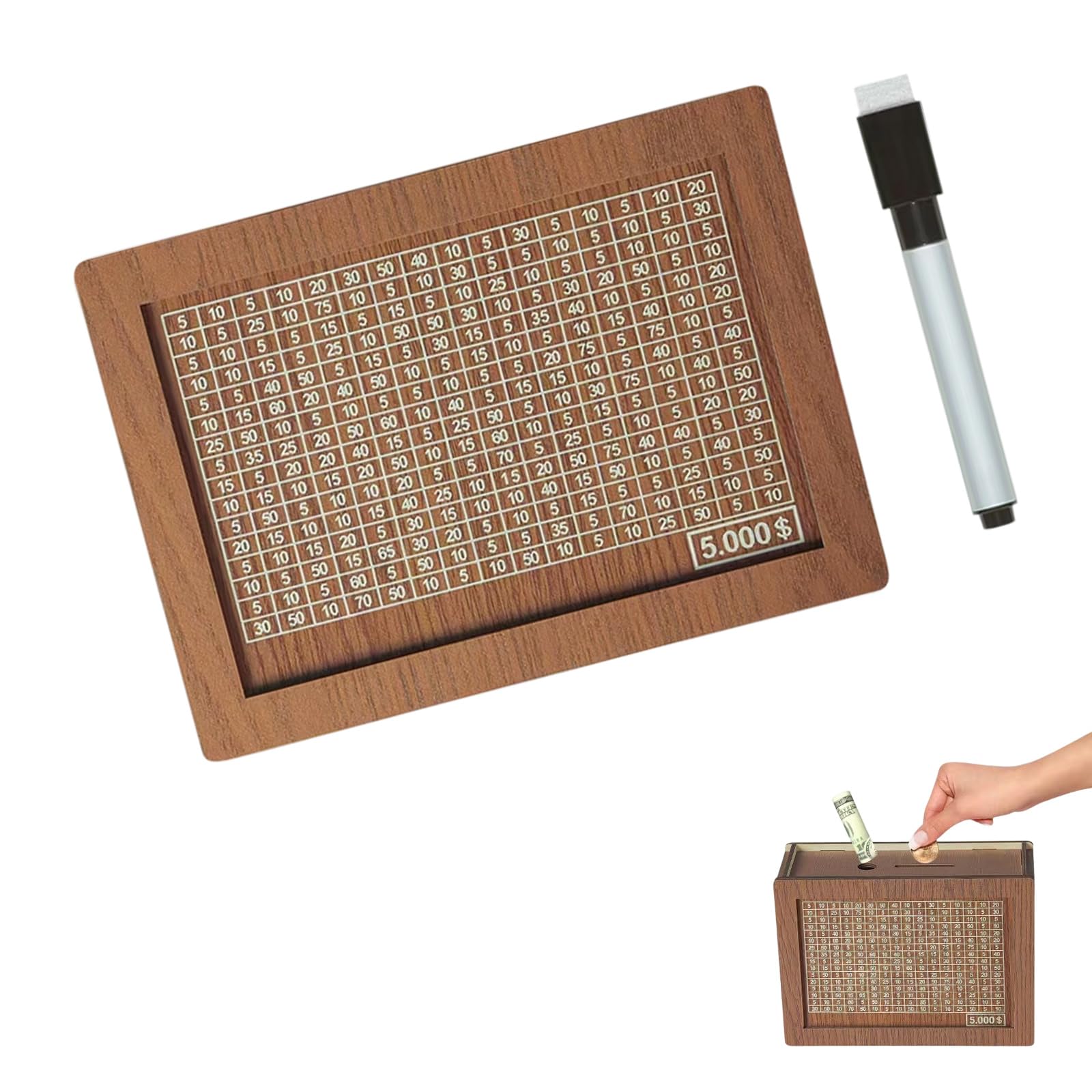 Wood Money Box Cash Saver Box with Integrated Display Numbers Perfect for Family Budget Planning Cash Saver with Numbers