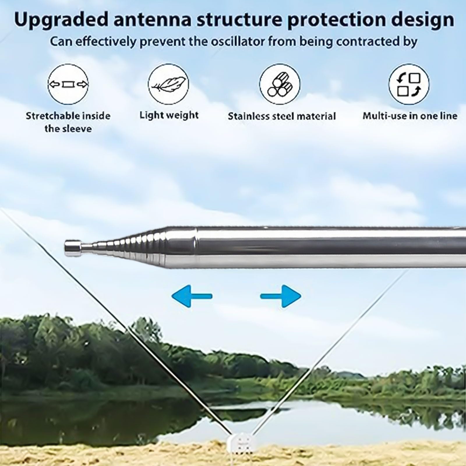 Antenna telescopica 5.6m 14-sezione M10 Acciaio Inox per Radio Onde Corte Amatoriale