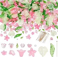NBEADS 417-Pc Acrylic Flower Leaf Beads Kit with Glass Beads & Brass Pins - DIY Jewelry Earrings Bracelets Making Supplies