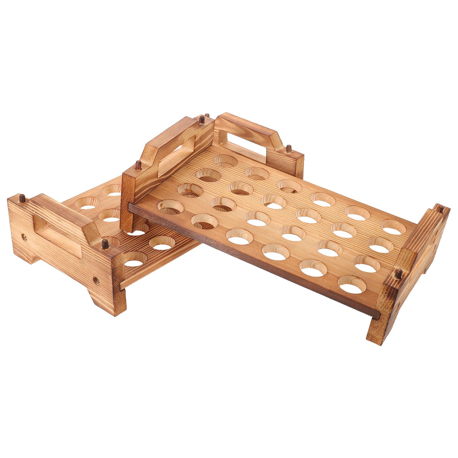 Huevera de madera de doble capa para 24 huevos de codorniz en nevera 8