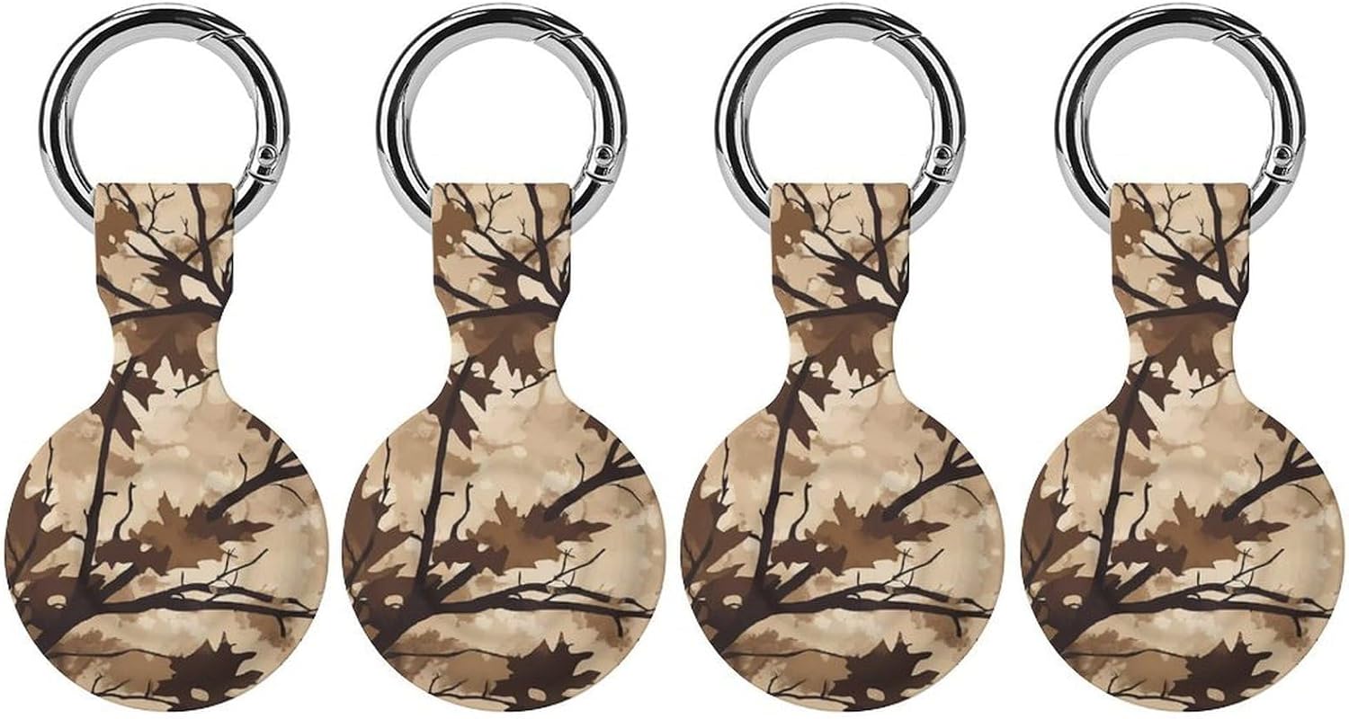 Camouflage Winter Tree Funny Cover Compatible with AirTag Case Protector GPS Tracker Holder with Keychain