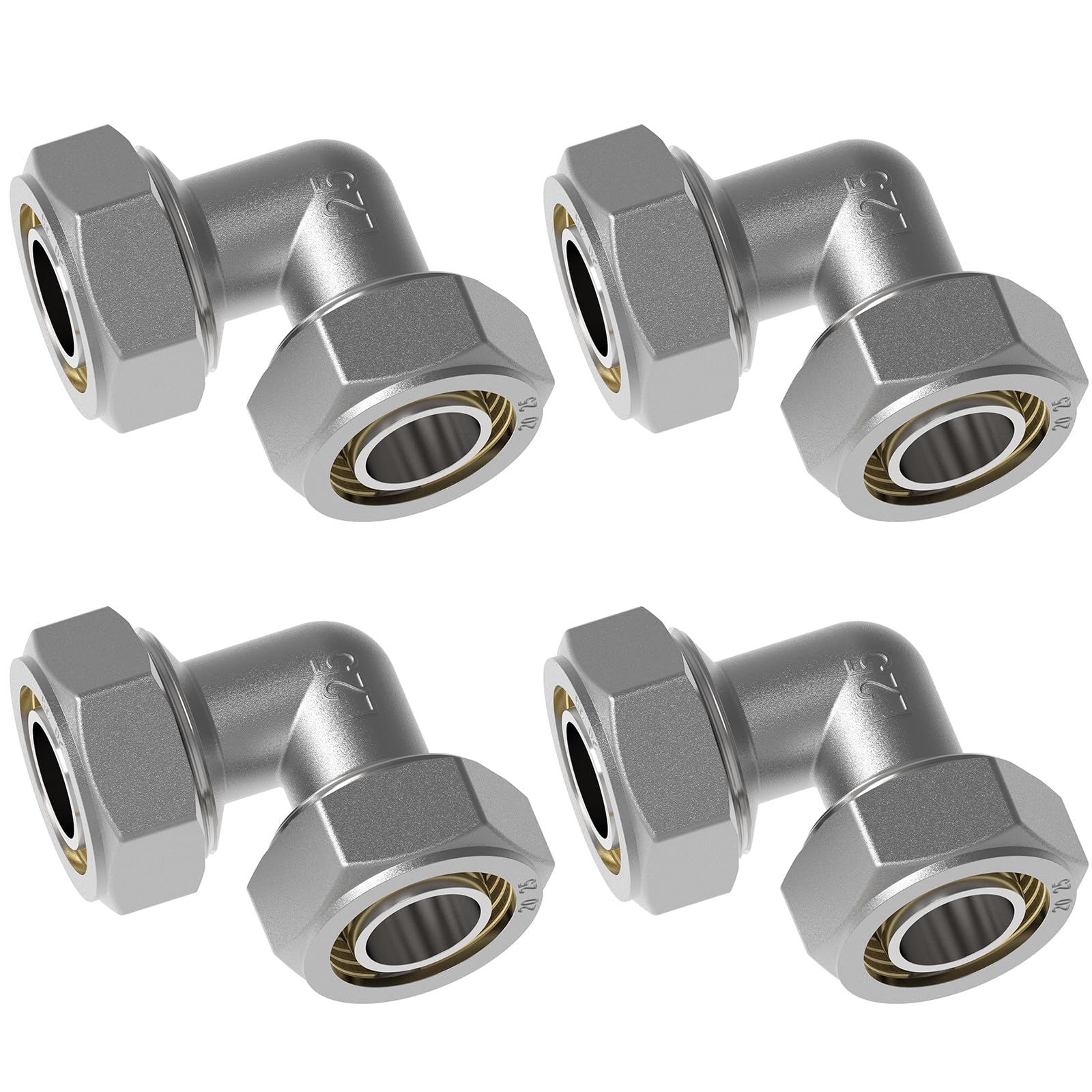 4 accesorios de codo iguales de 3/4 pulgadas para tubos de 3/4 pulgadas compatibles con sistema de tuberías de aire comprimido, kit de accesorios de compresor para sistema de línea de aire de tienda