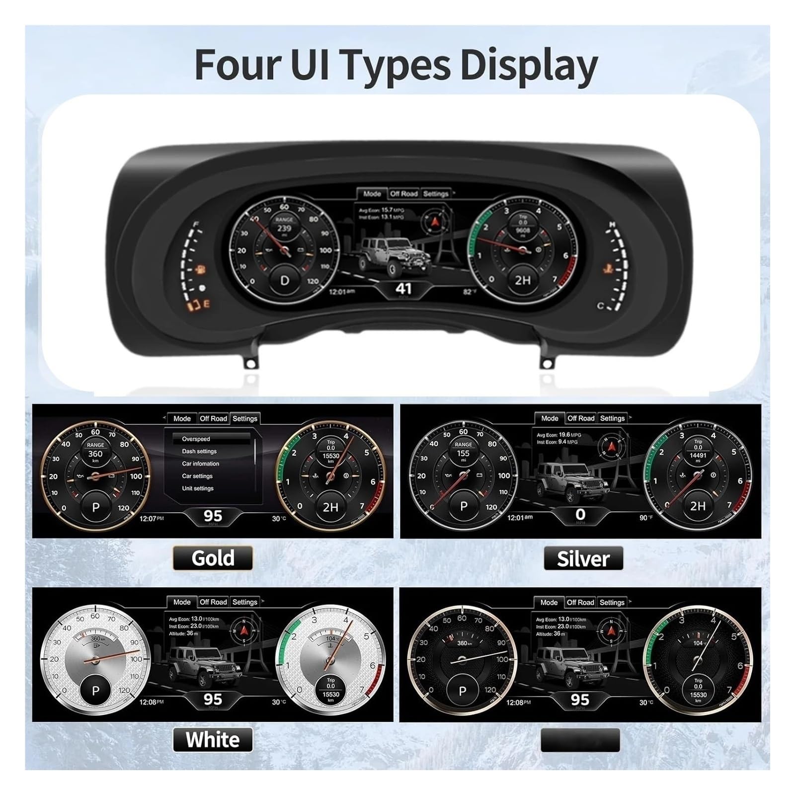 Pantalla de grupo de instrumentos digitales compatible con Jeep Wrangler JK 2007-2010, pantalla HD automotriz de 12,3 pulgadas, Plug-and-Play