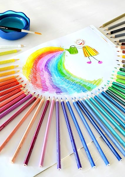 Faber-Castell 112412 Colour Grip Buntstifte für Kinder, 12er-Buntstifte-Set, Malstifte mit Grip und dreieckigem Schaft, wasserlöslichen Pigmenten, leicht auswaschbar und bruchsicher, Schulsachen - 3