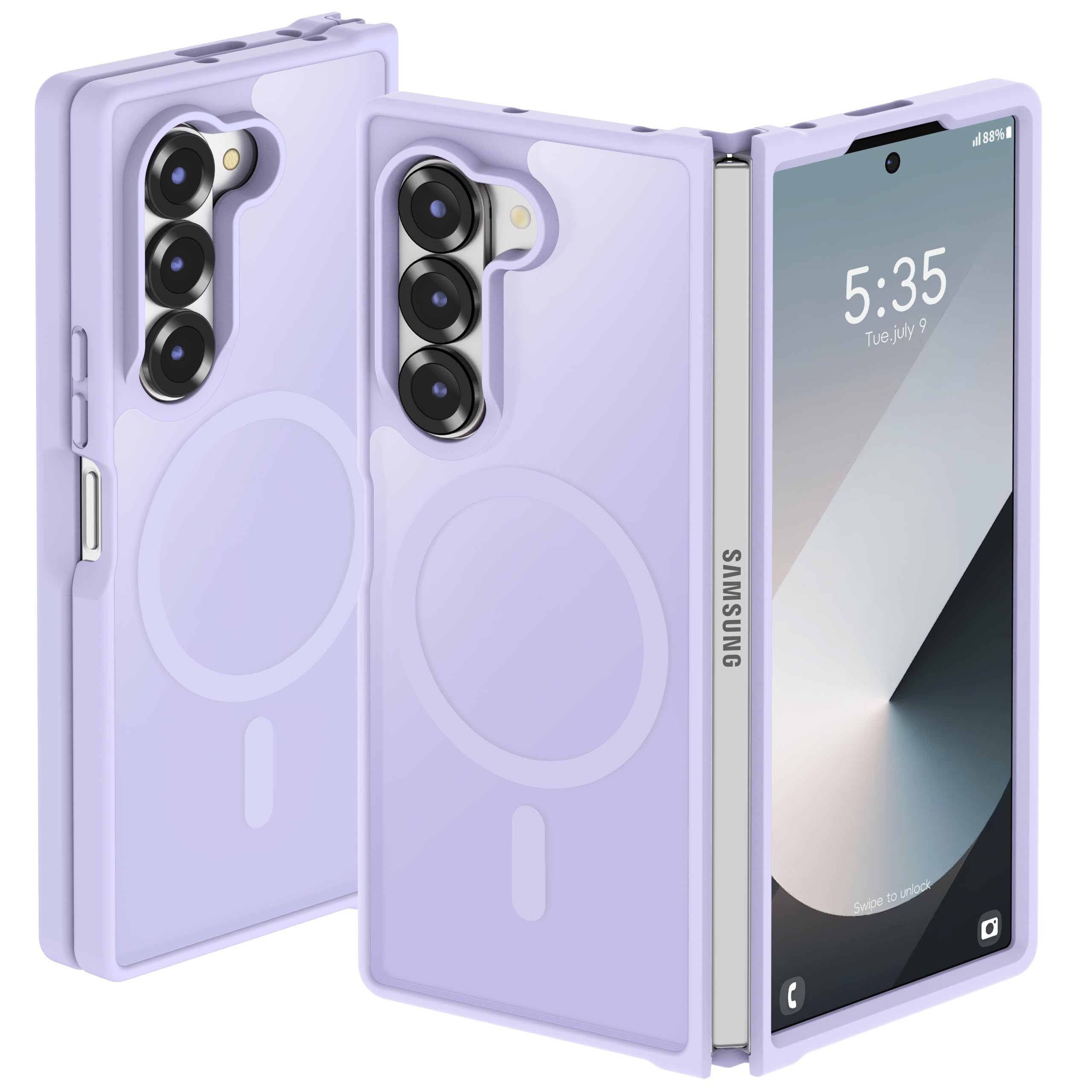 ORETECH 3 in 1 Magnetic for Samsung Galaxy Z Fold 6 Case Light Purple