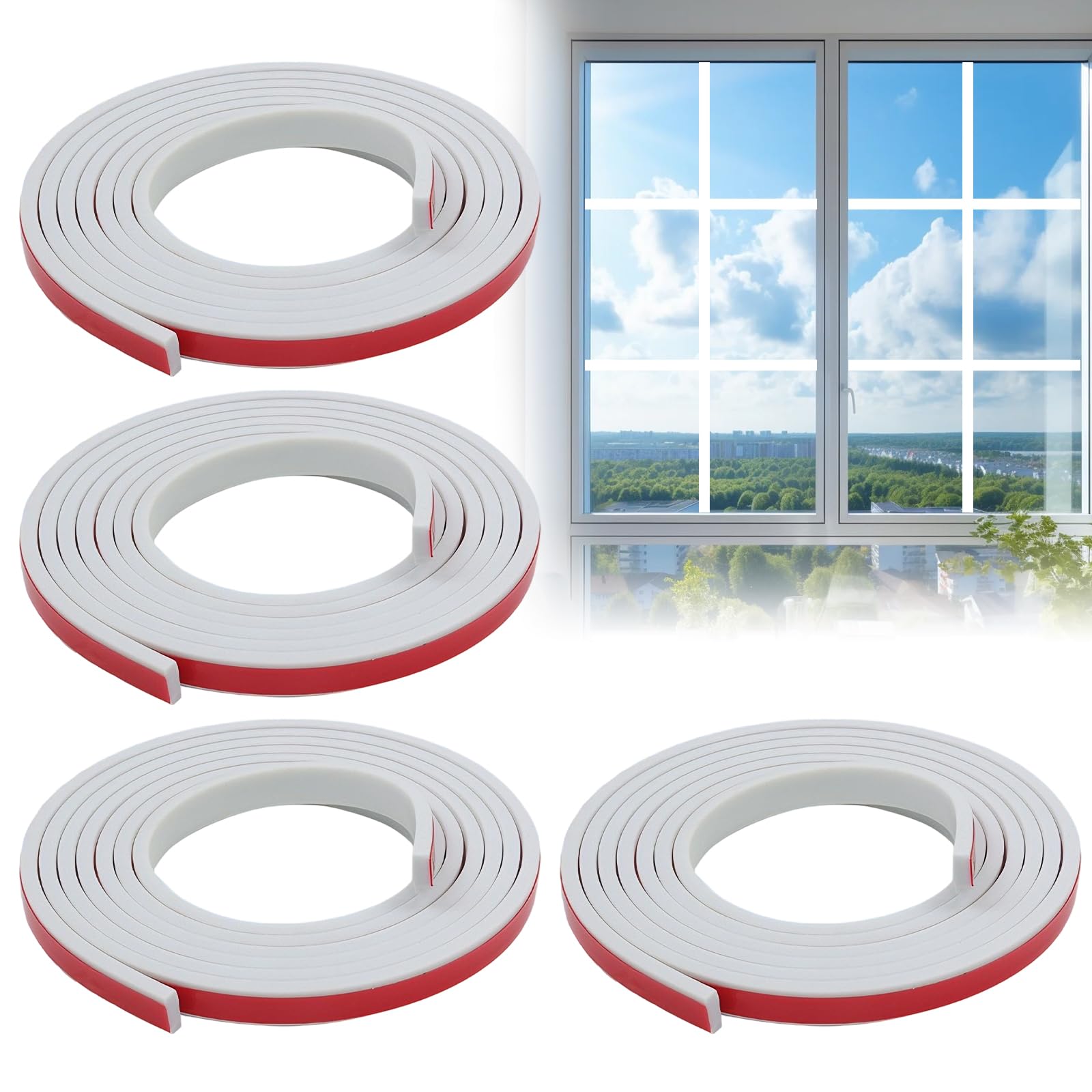 Window Trim Moulding,10m/20m White/Black Self Adhesive Glass Decorative Strip with Groove Peel and Stick Moulding Trim Flexible Window Grid Insert Kit for Windows Glass Doors (White-20m)