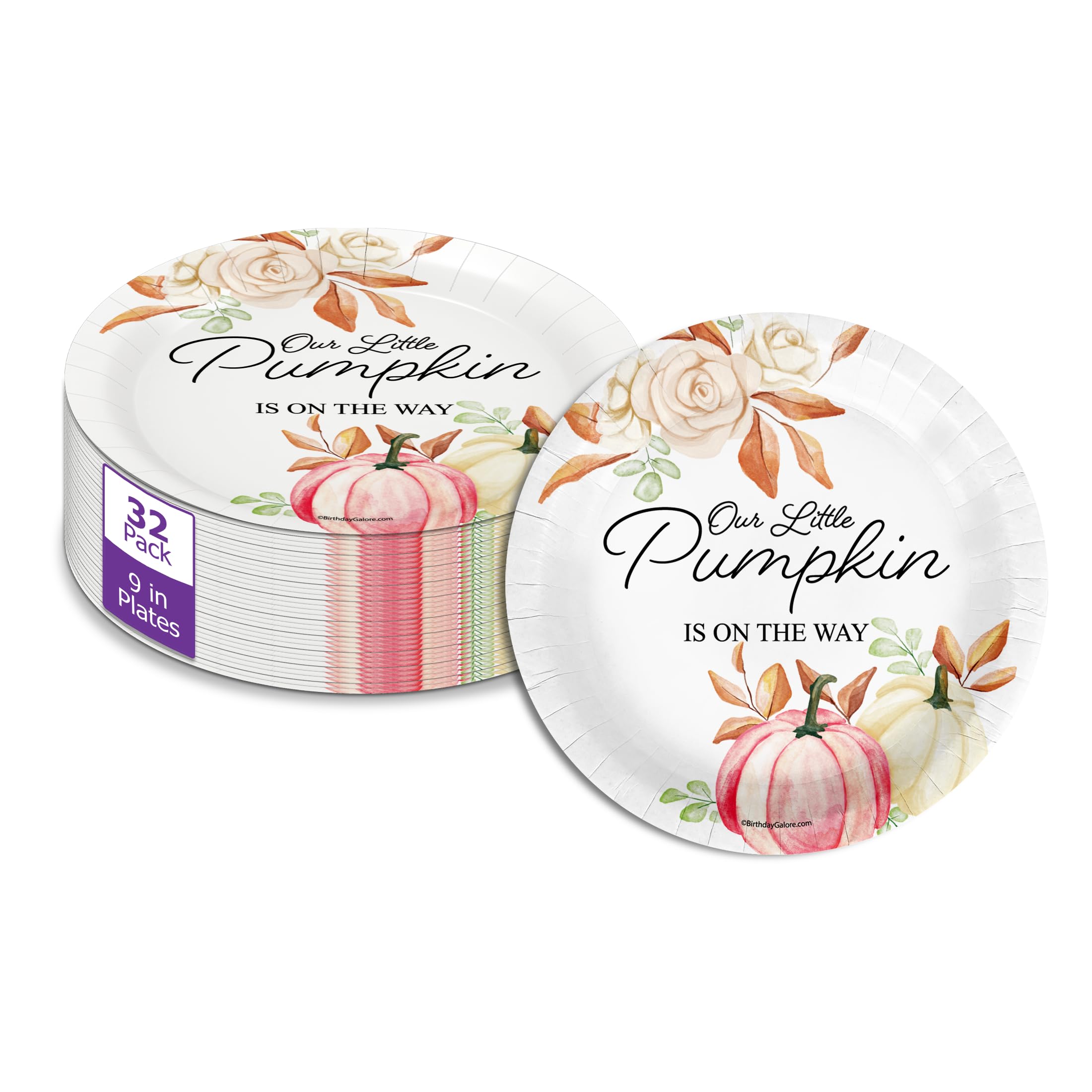 Birthday Galore Little Pumpkin On The Way Girl Baby Shower Party Supplies Große 22,9 cm Pappteller in Großpackung, 32 Stück