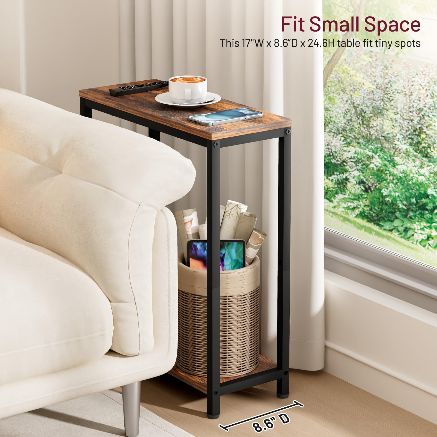 Amazon｜SLEEPING LAMB 狭い小さなサイドテーブル 小さなスペース用 2