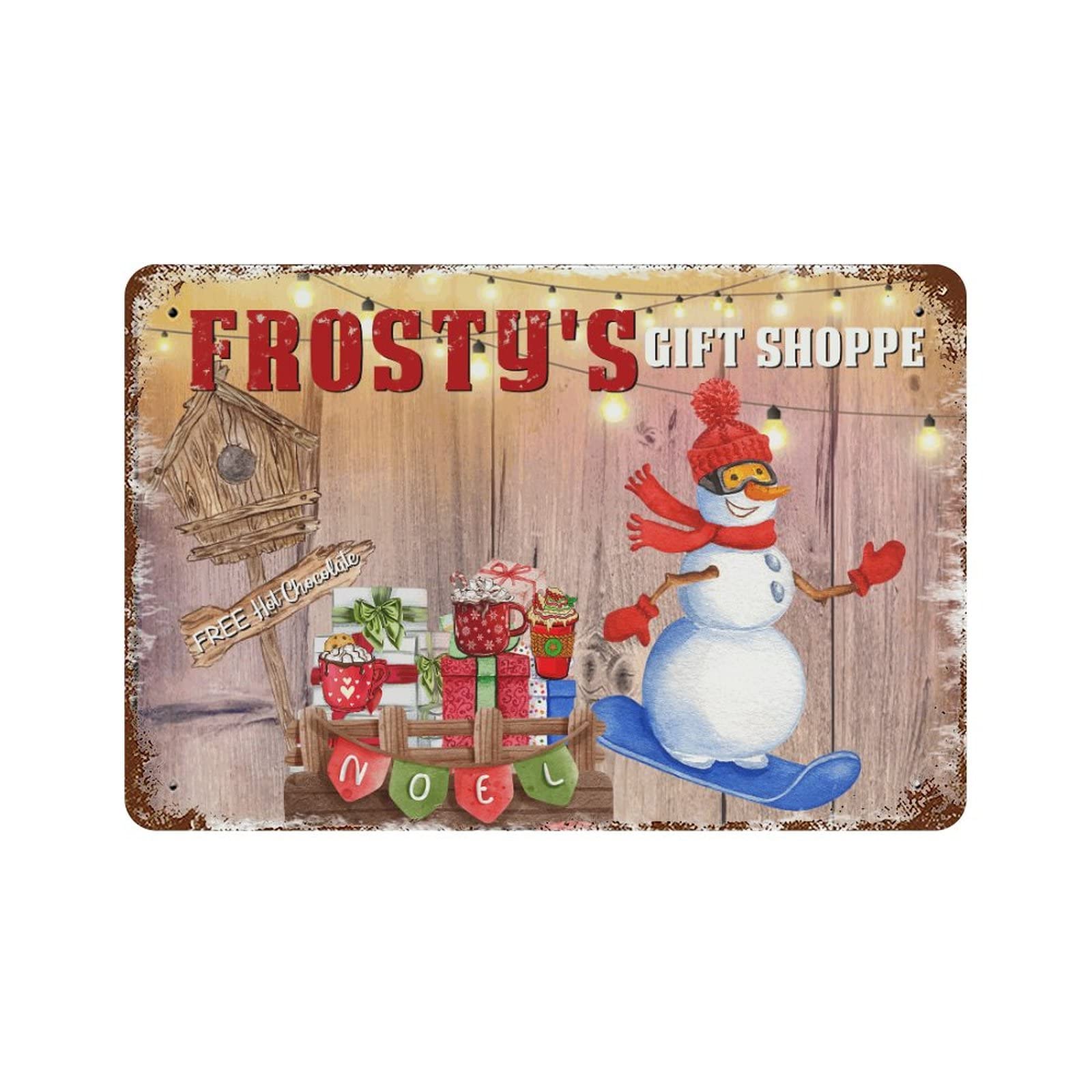 Panneau en étain bonhomme de neige de Noël déco intérieur extérieur 30x45 cm