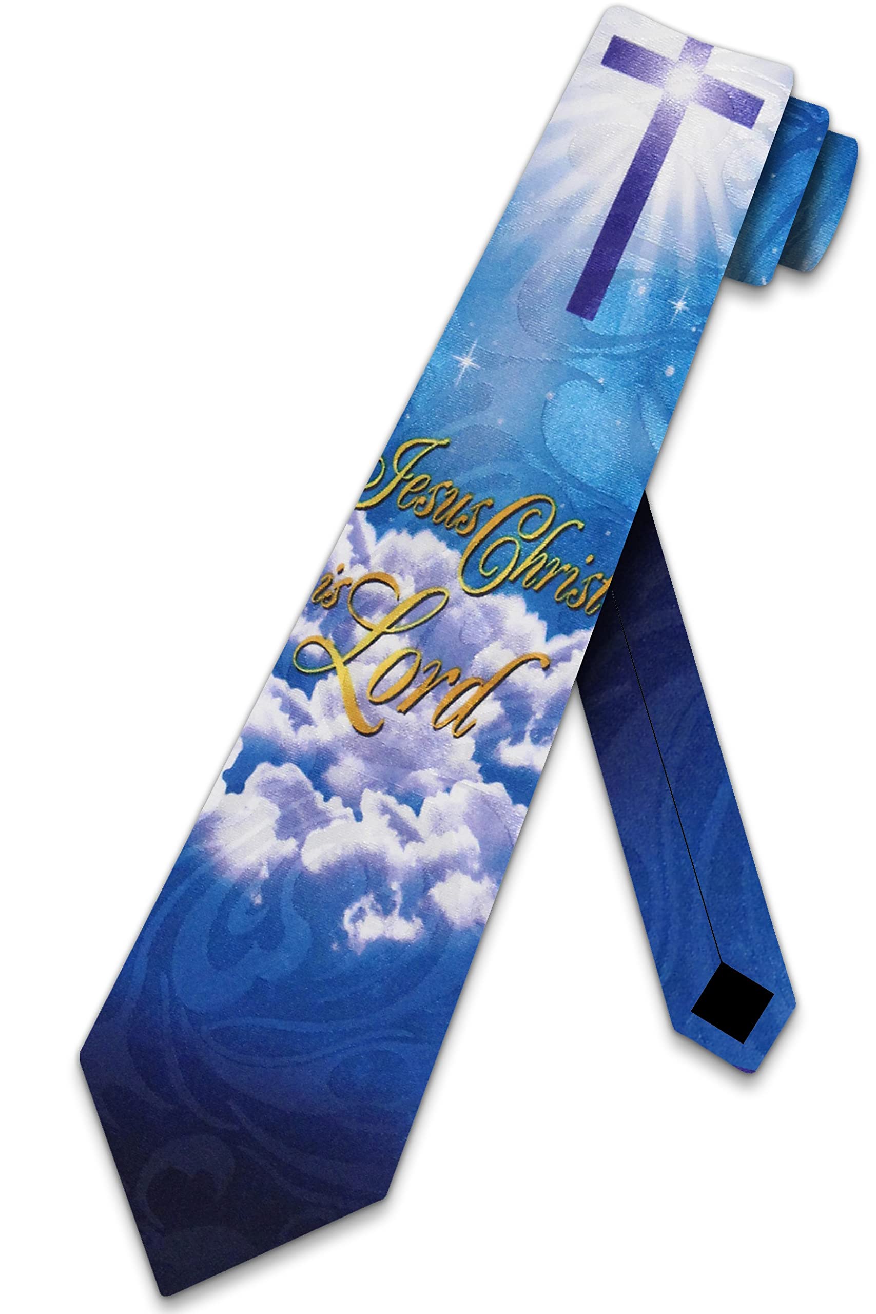 Zerosevenee Men's As Pic Cross Ties Jesus Is Lord Necktie Christian Tie Religious Neckties For Navy, One Size
