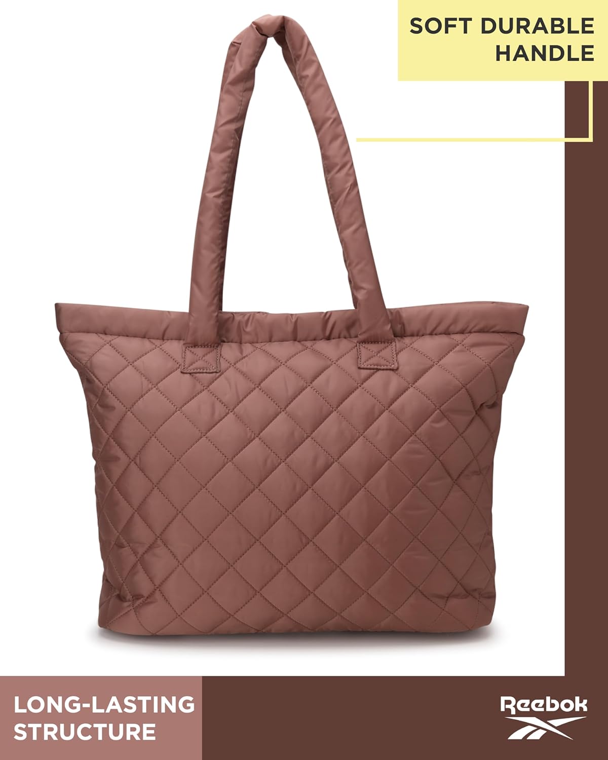 Reebok Womens Tote Bag - Lightweight Carry On Quilted Puffer Tote Bag for Travel, Work, Travel and Everyday Use