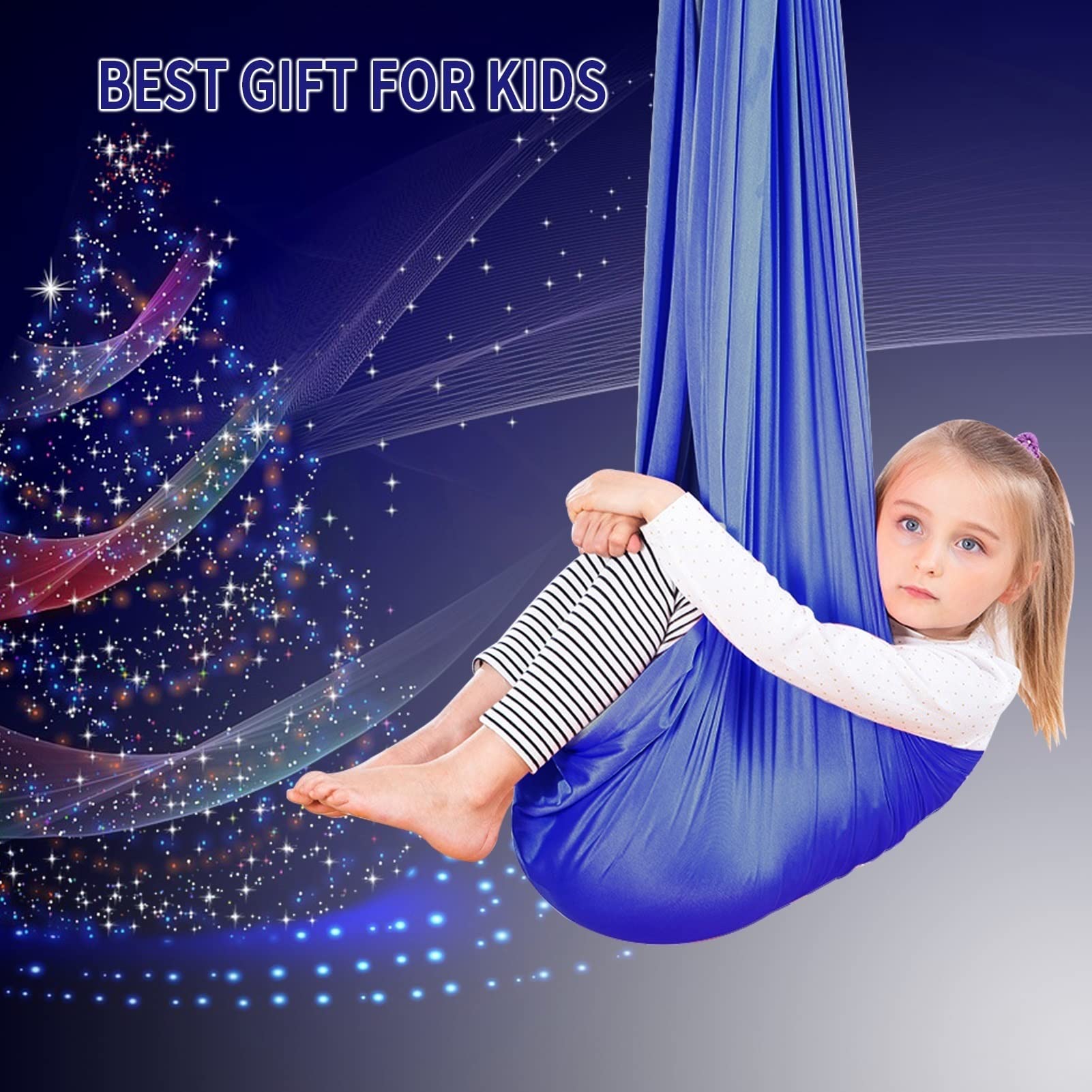 Lvgesse Indoor swing for kids Sensory swing for adults Therapy swing for autistic Children Christmas Pattern Hammock cuddle swing with autism, ADHD, Aspergers, Sensory Integration