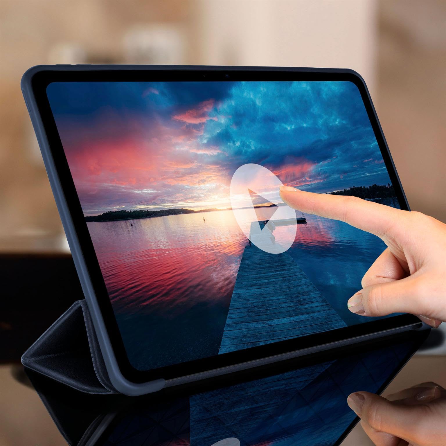 ONEFLOW Custodia per iPad Pro 13 (2024/2025), custodia protettiva ultra sottile con supporto, cover con funzione di accensione e spegnimento automatico, flip case con funzione di supporto magnetica