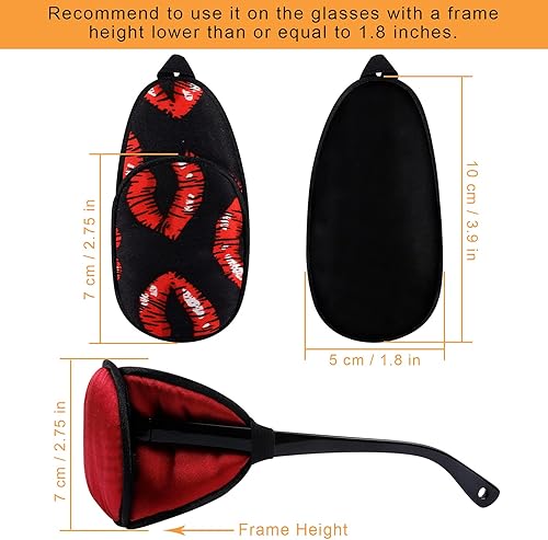 Miniatura 4 de eZAKKA Parches oculares para adultos, parche ocular para gafas para ojos perezosos, ambliopía, estrabismo y después de la cirugía (labios rojos +