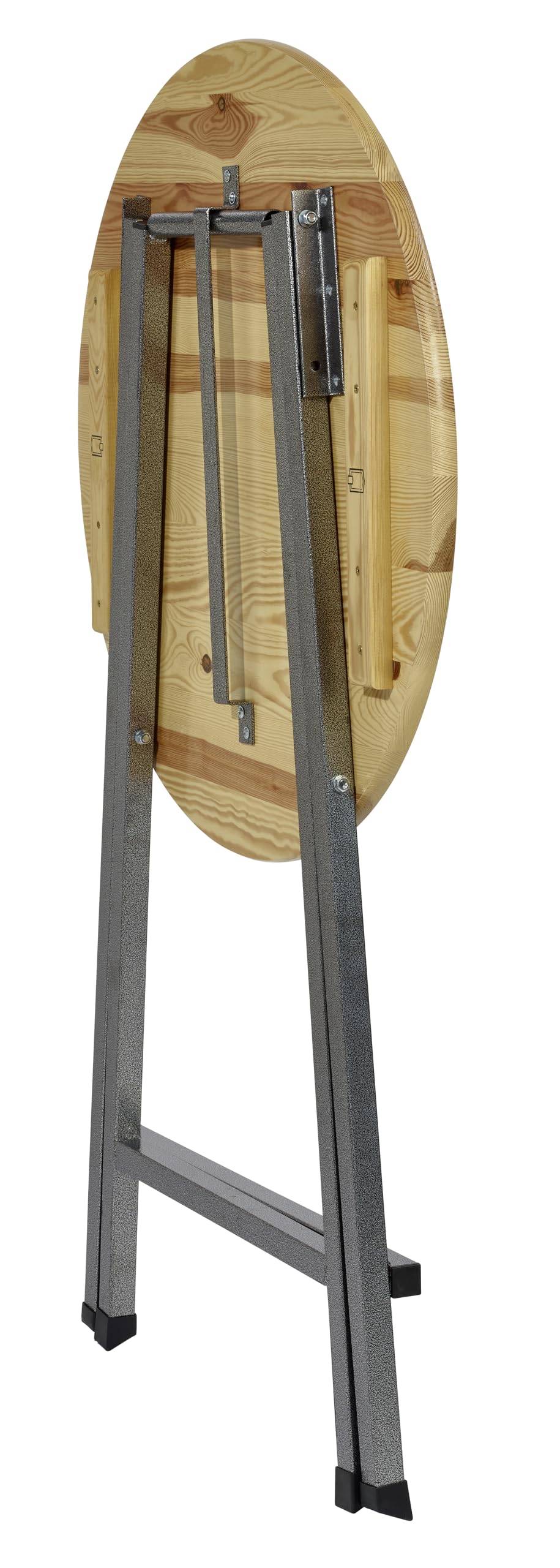 METRO Professional Outdoor Stehtisch, Kiefernholz/Stahl, Ø 78 x 110 cm, Wetterbeständig, Klappbar, Rund, Braun