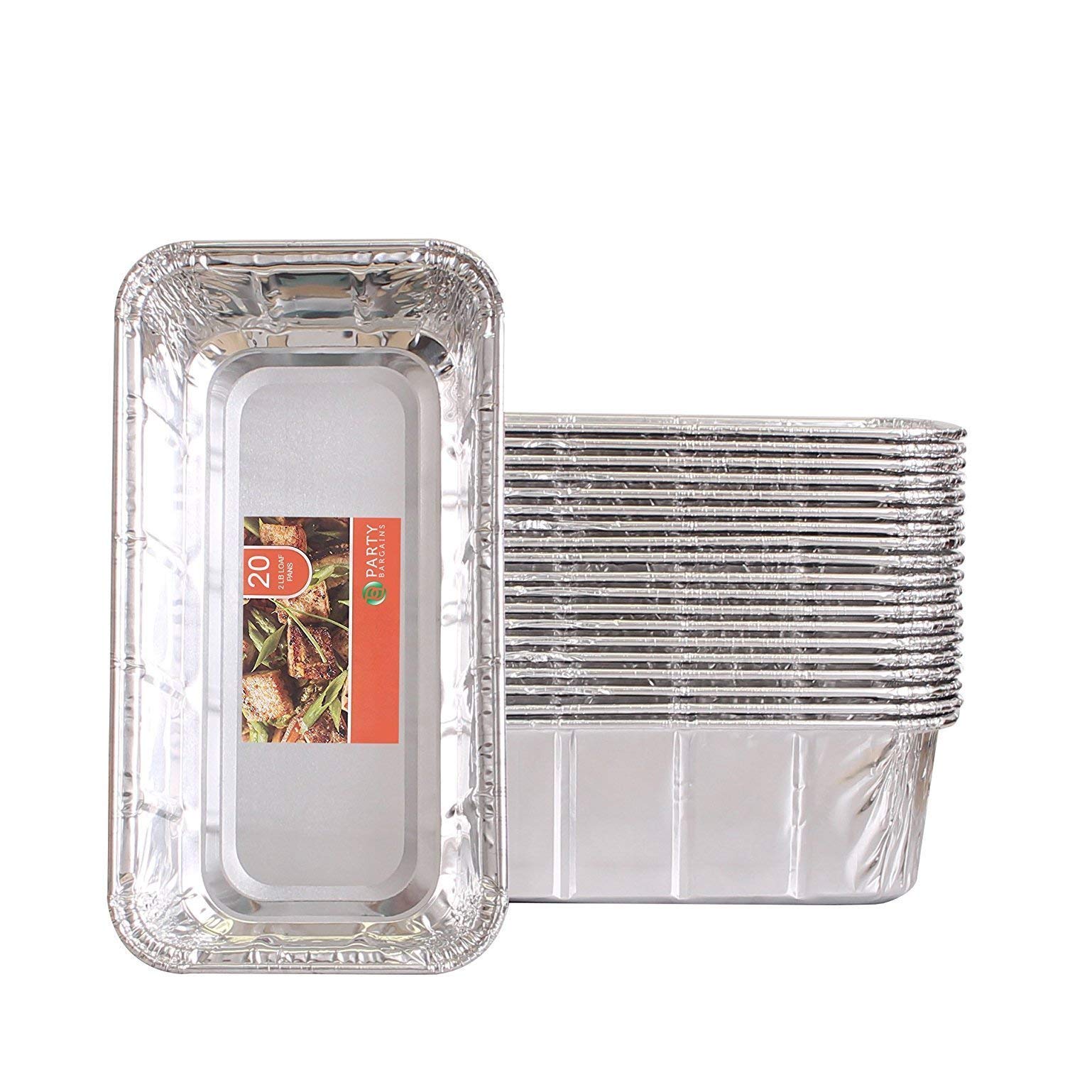 Party Bargains Loaf Pans - Durable Quality Disposable Aluminum 2Lb Bread Tins -8.5" X 4.5" X 2.5"- 50 PACK Silver 695