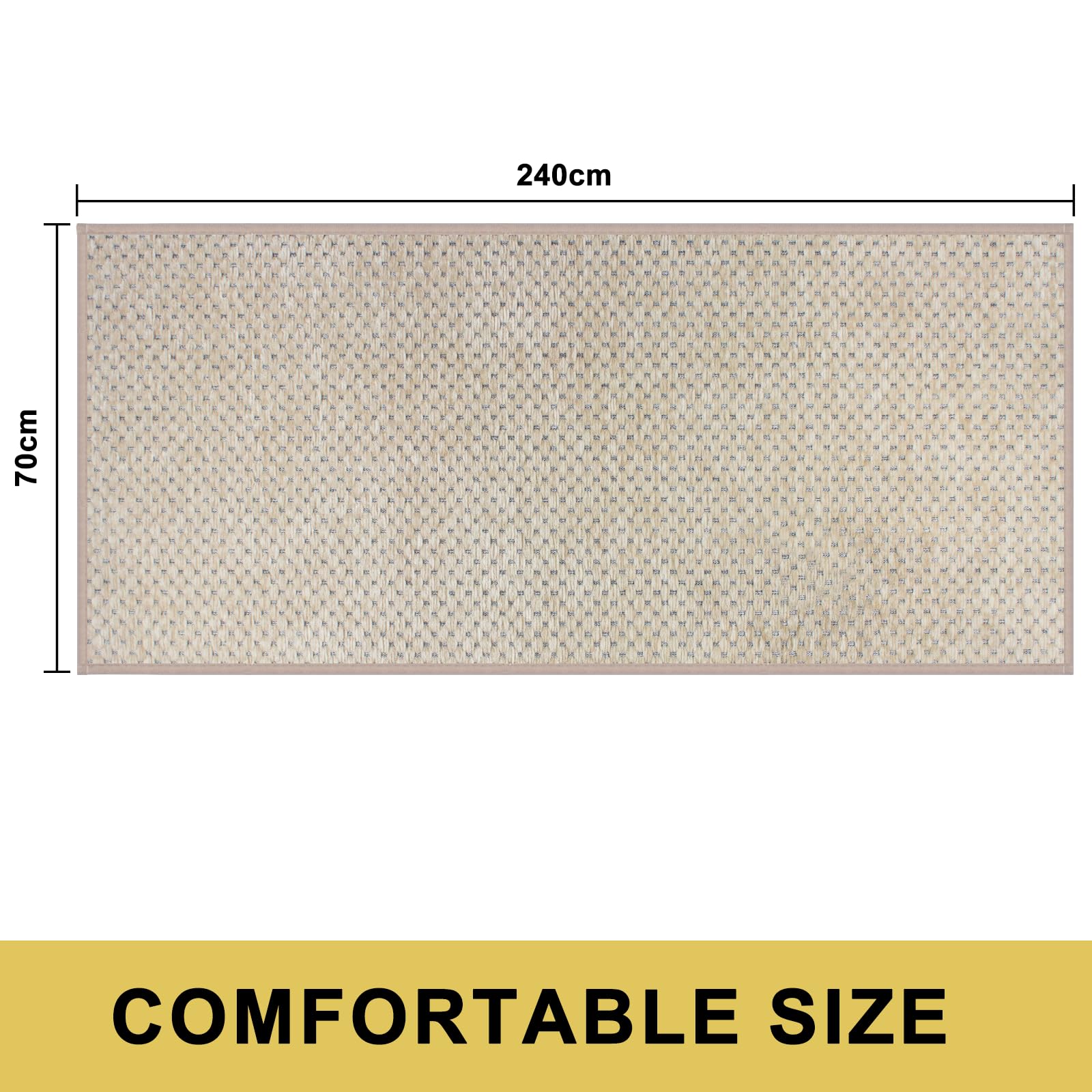 Teppich Läufer Küche 70x240cm, Chenille Küchenläufer rutschfest mit Gummi, Küchenteppich Waschbar rutschfest, Küchenmatte Saugfähig, Waschbare Teppiche für Flur, Küchen, Waschküche, Beige