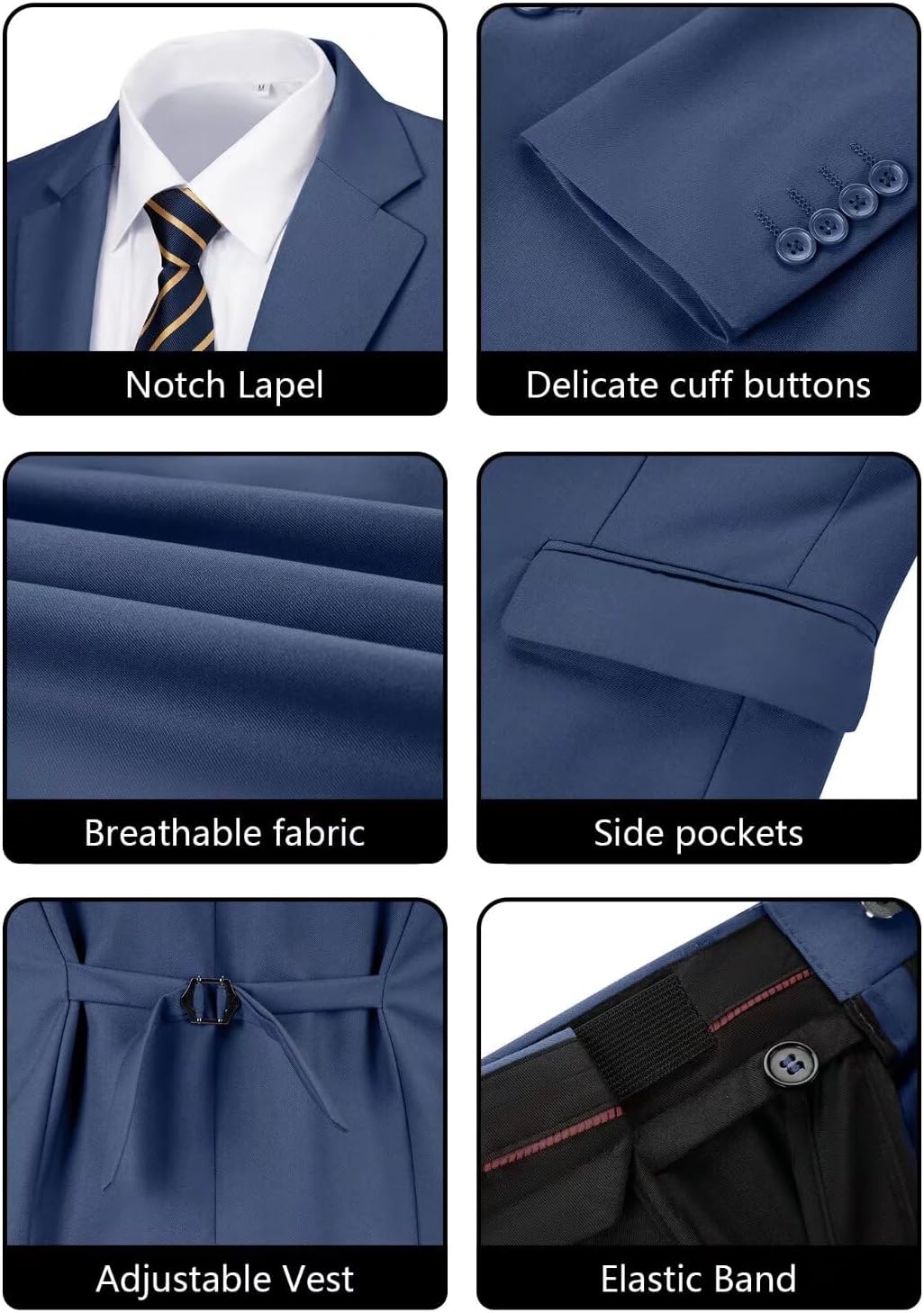 Men's Suit 3 Piece Wedding Suits 2 Buttons Slim Fit Tuxedo Set for Men Prom Casual Business Man Jacket Blazer Vest Pant - Image 4