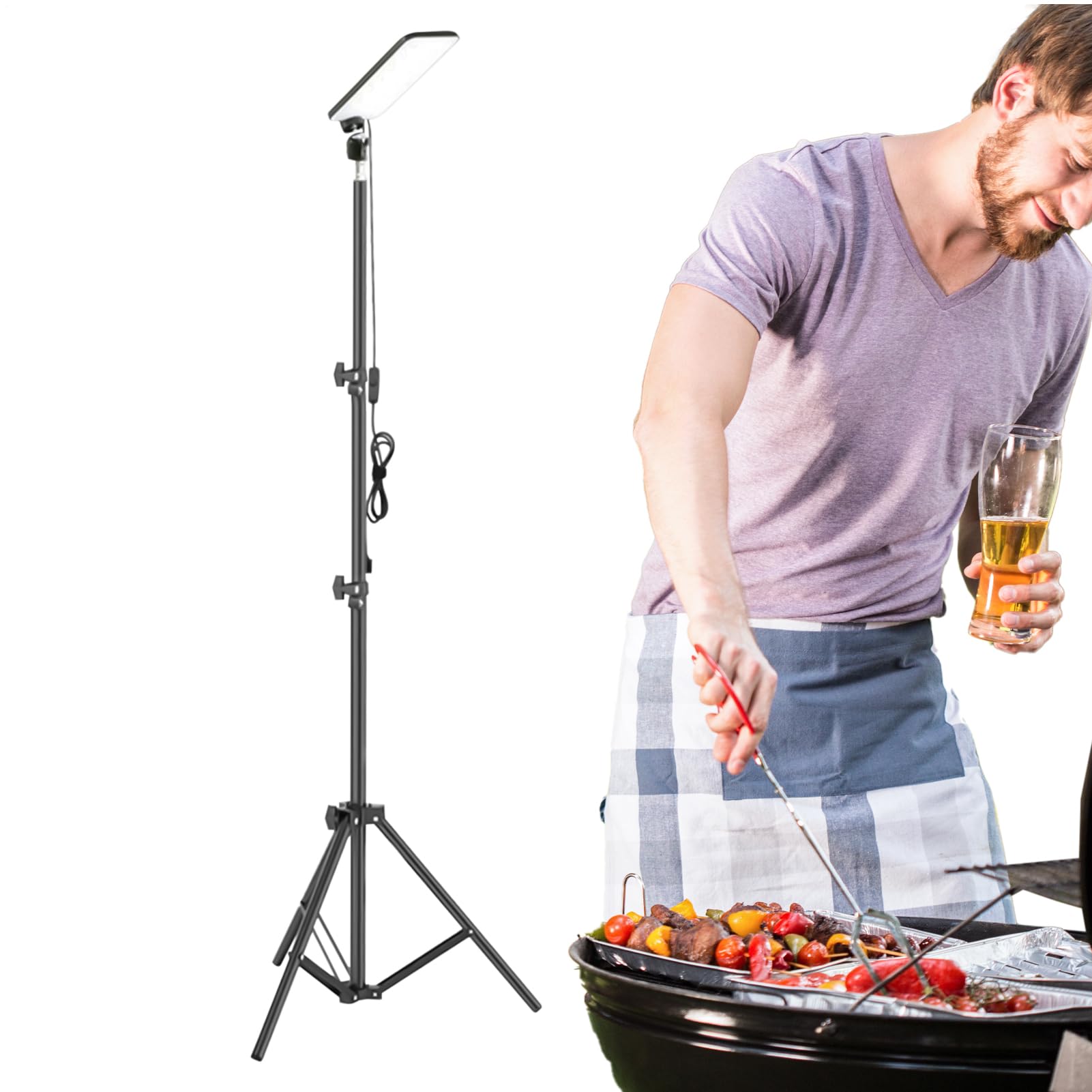 Generisch Teleskop LED Campingleuchte | LED Arbeitsleuchten Mit Ständer,Angel Lampe Für Arbeit Jagd Garage
