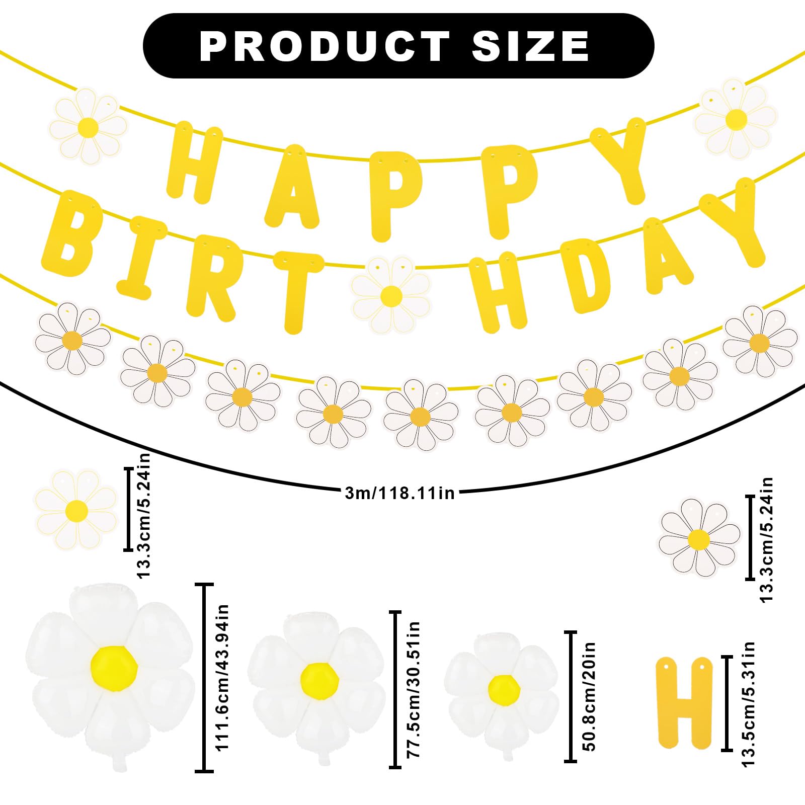 Yellow Birthday Decorations Buy Daisy Party Decorations Kit, Daisy ...