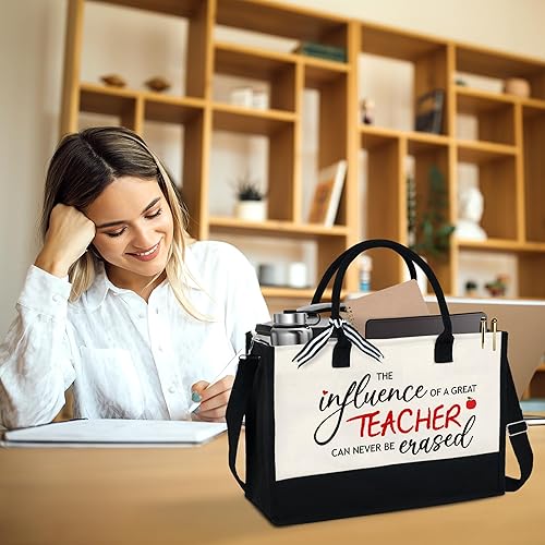 Vista 5 de OASSIE Regalos para el día y agradecimiento al profesor - Bolsa de lona de 13 onzas con cremallera