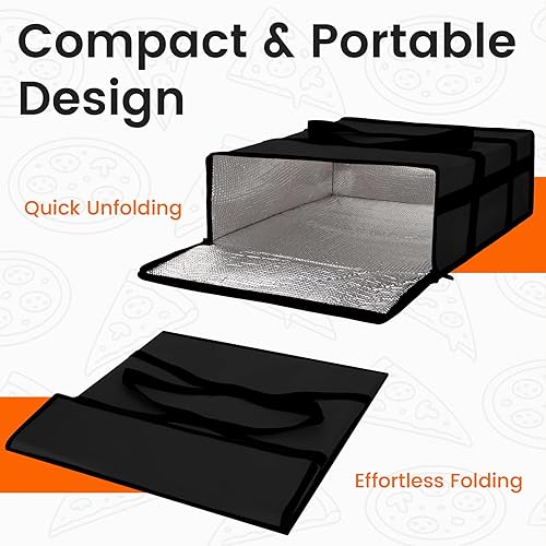 Miniatura 8 de Bodaon Bolsa aislante para entrega de pizza, 20 x 20 x 6 pulgadas, bolsas calentadoras de pizza para llevar calientes, bolsa térmica para catering,