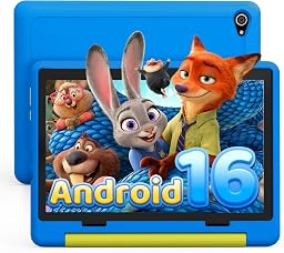Android 16 Tablette Enfants 10 Pouces, Tablette pour Enfants 24Go+64Go, Extensible 1To, 6000mAh, Mode Bureau, Écran divisé, 5MP+8MP, WiFi 6, BT 5.4, Coque résistante aux Enfants (Bleu)