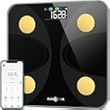 Scale for Body Weight and Fat Percentage, RunSTAR Digital Accurate Bathroom Smart Scale with Large Display, FSA&HSA Eligible 13 Body Composition Analyzer Sync App, Black Gold