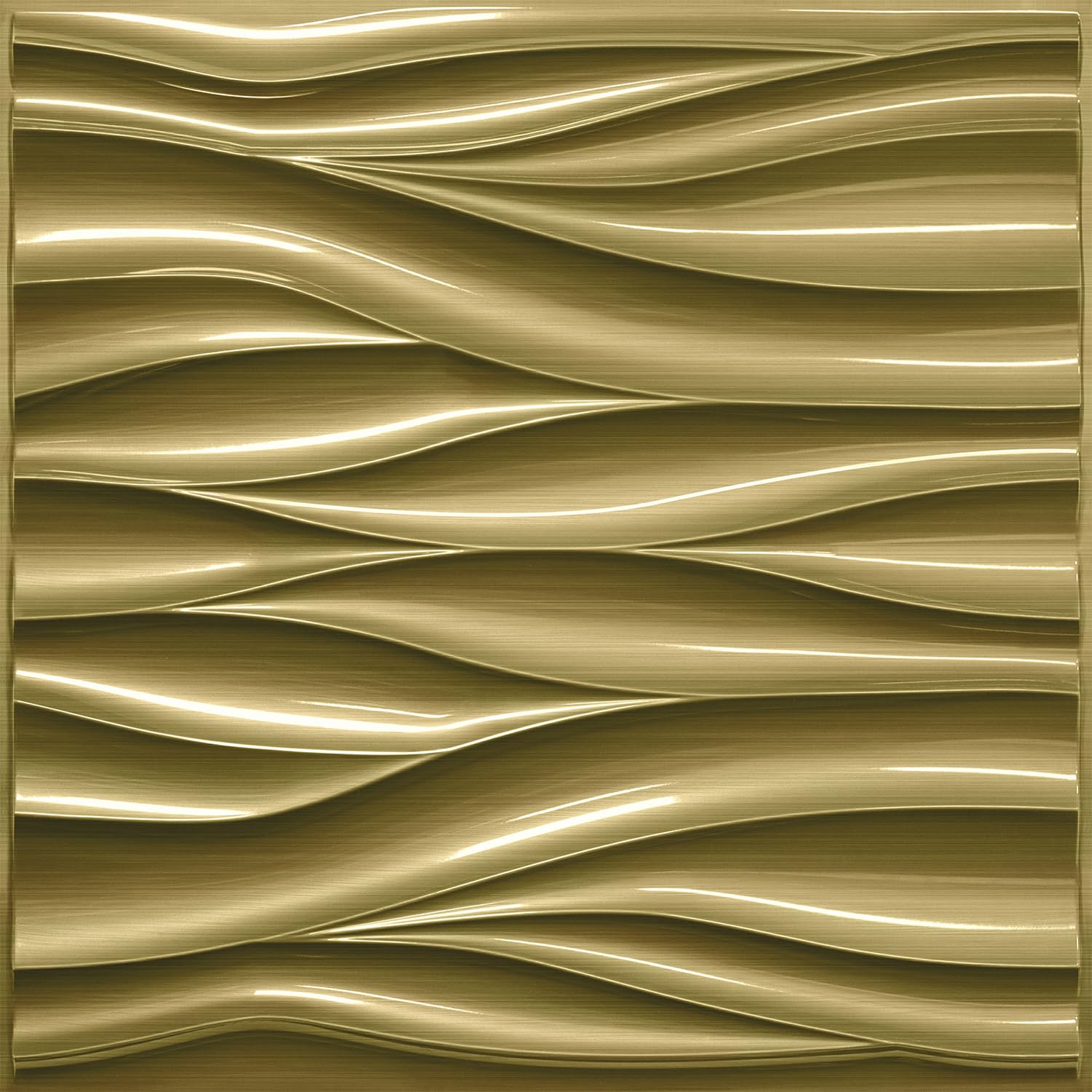 STICKGOO 3D Wall Panels Accent Wall, Wave Design Decorative Wall Covering Panels, Deep Brushed Gold Wall Panels for Interior Wall Decor, PVC Textured Wall Panels for Living Room, TV Backdrop