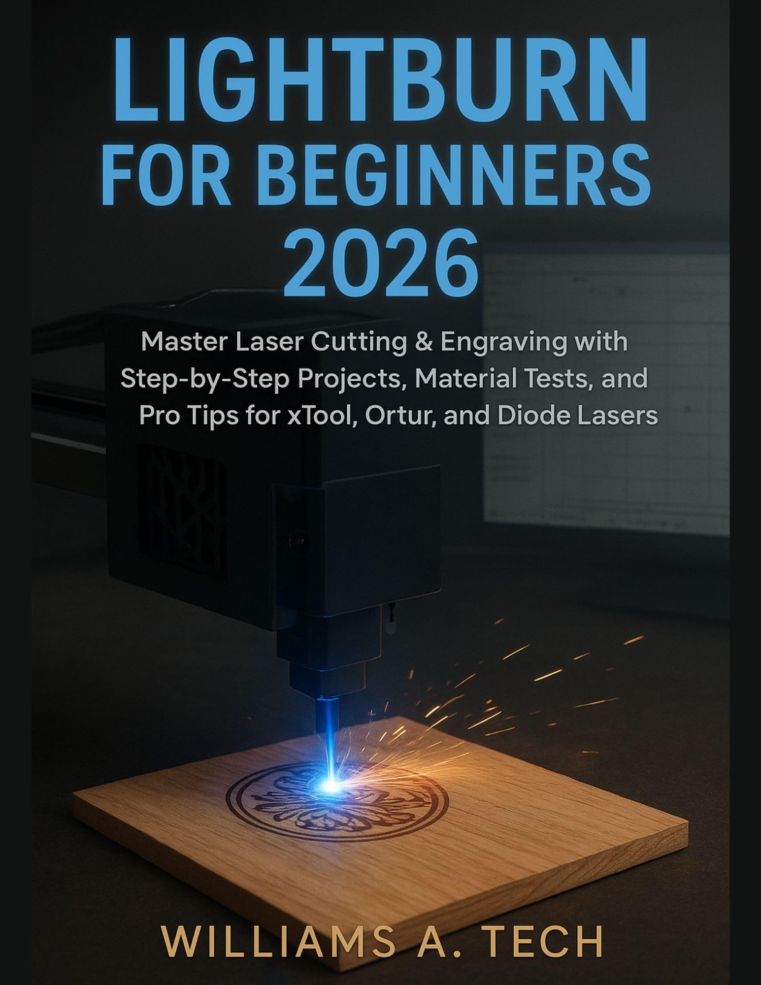 LIGHTBURN FOR BEGINNERS 2026: Master Laser Cutting & Engraving with Step-by-Step Projects, Material Tests, and Pro Tips for xTool, Ortur, and Diode Lasers