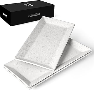 MIAMIO - Ceramic Serving Platter Set of 3 Large Serving Tray/Rectangle Serving Platters for Thanksgiving