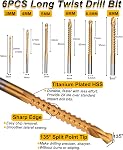 Rocaris 32 Pack Woodworking Chamfer Drilling Tools, Including Countersink Drill Bits, L-Wrench, Wood Plug Cutter, Step Drill Bit, Center Punch, Cutting Twist Drill Bits
