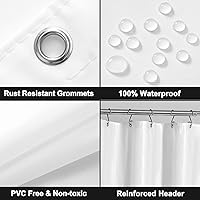 Vista 2 de Barossa Design - Forro de cortina de ducha blanco, PEVA de gama alta, libre de bisfenol A y de cloruro de polivinilo, sin olor químico, cortina