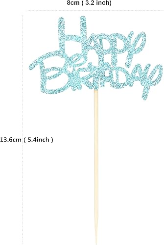 Miniatura 2 de Ercadio Paquete de 24 adornos para cupcakes con purpurina azul para decoración de baby shower de niño, fiesta de primer cumpleaños