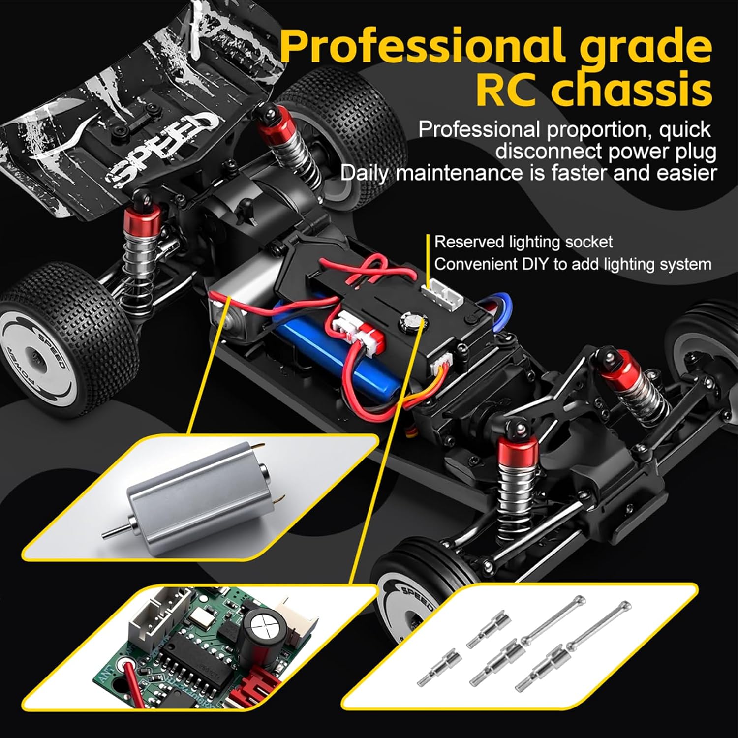 GoolRC WLtoys 244016 RC Cars, 2.4GHz 1:24 Scale Remote Control Car, 2WD 25KPH High Speed Racing Car, Off Road RC Buggy with 2 Batteries