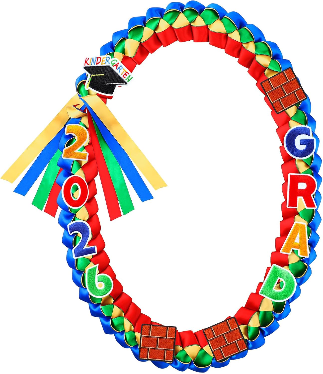 Hotop Kindergarten Graduation Leis with Pins Class of 2026 Kids Money Leis 47.2 Inch Double Braided Necklace for Boy Girl Son Daughter Handmade Graduation Accessories