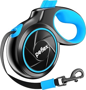 20.1 ft Retractable Dog Leash for Dogs 10100 lbs - Heavy Duty Tape Leash with Strong Nylon Tape - 360 Swivel Control - One-Click Brake & Lock - Ergonomic Non-Slip Grip for Safe & Easy Daily Walks BL