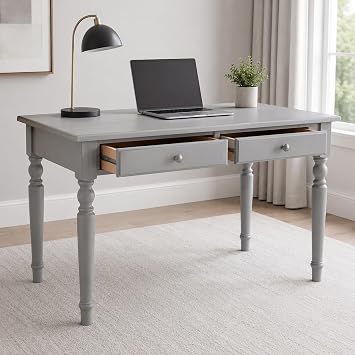 Computer Desk Wooden with Drawer, Natural Wood Rubber Wood, Width 31.5, 39.4, 47.2 inches 80, 100, 120 cm, Depth 23.6 inches 60 cm, Work Desk Study Desk Ivory White, 31.5 x 23.6 x 29.5 inches 80