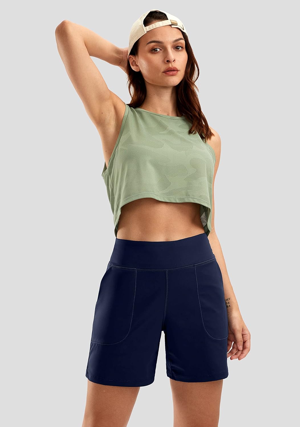 SANTINY Women's 6'' Athletic Long Shorts with 4 Pockets High Waisted Bermuda Shorts for Women Walking Running Casual - Image 6